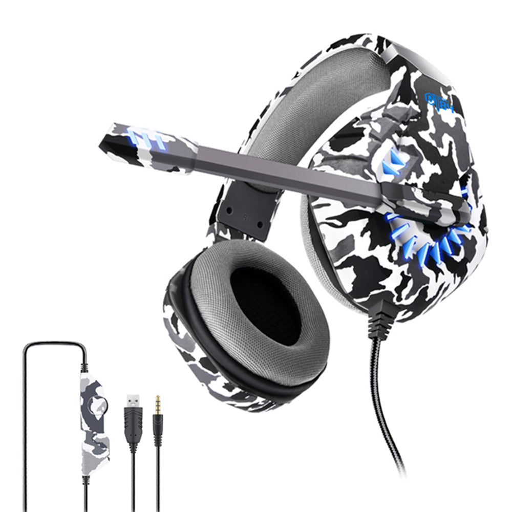 OVLENG GT84 Camouflage Design USB+3.5mm Wired Over-Ear E-sports Headphone Volume Adjustable Gaming Headset with LED Light OVLENG GT84 Camouflage Design USB+3.5mm Wired Over-Ear E-sports Headphone Volume Adjustable Gaming Headset with LED Light